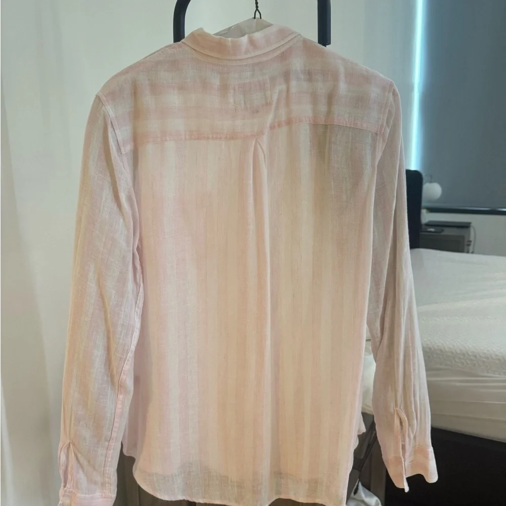 RAILS Striped Button-Down Shirt in Light Pink and White - Picture 3 of 5